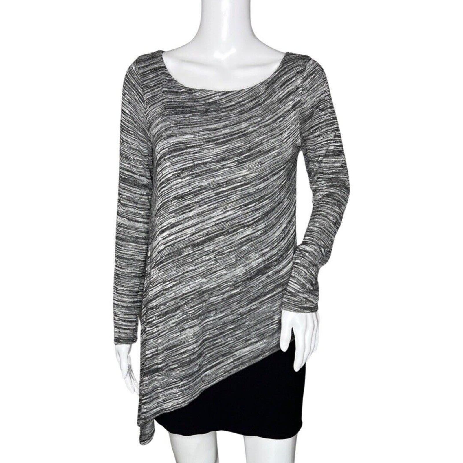 White House Black Market Shirt Womens Small Heather Gray Black Workwear Casual